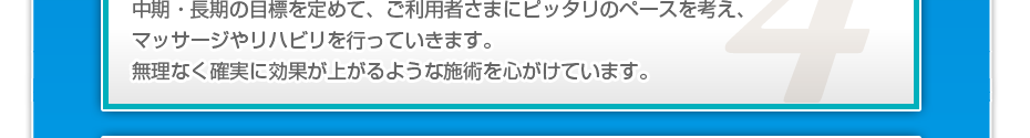 当院は安心、安全をテーマに痛くない鍼、熱くない灸を患者様に合わせた施術をいたします。また刺さない鍼（ローラー鍼）と火を使わない灸（電気温熱灸）も使用することも可能です。